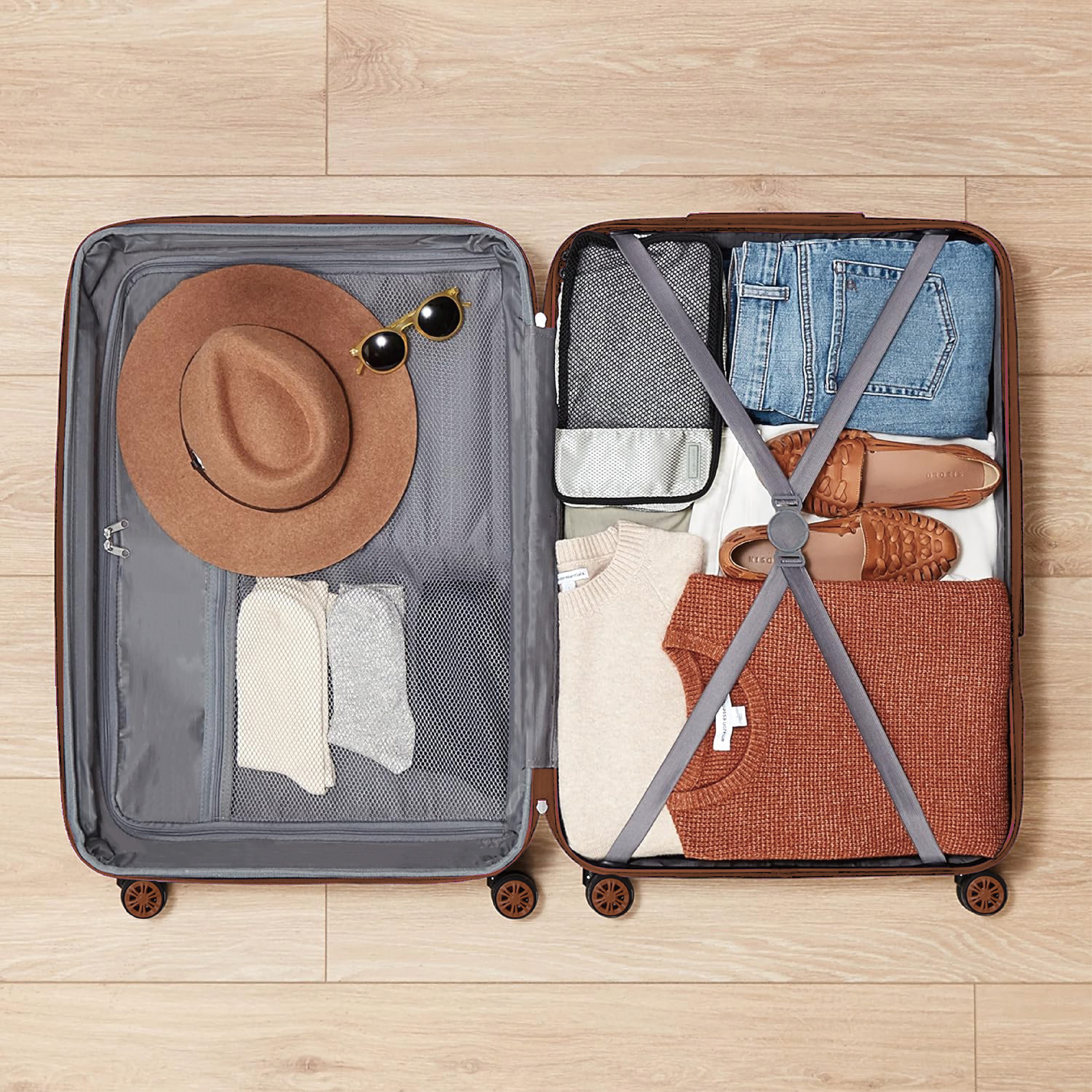 3-Piece Luggage Sets (20", 24", 28"), Suitcase With Wheels, Hardside Suitcase With Four Spinner Wheels And Scratch-Resistant Surface, Navy Blue_voghion.com